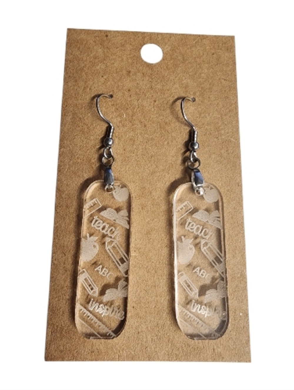 Classroom Charm Etch Acrylic Drop Earrings